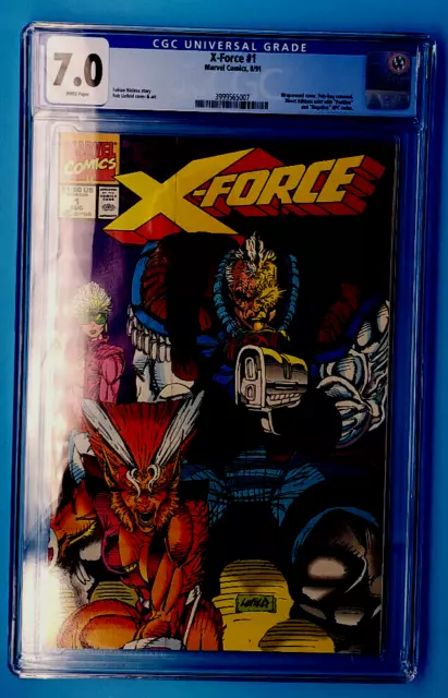 👊X-Force #1 Cgc 7.0 👊Very Fine White Pages 👊Rob Liefeld Cover👊Cable👊