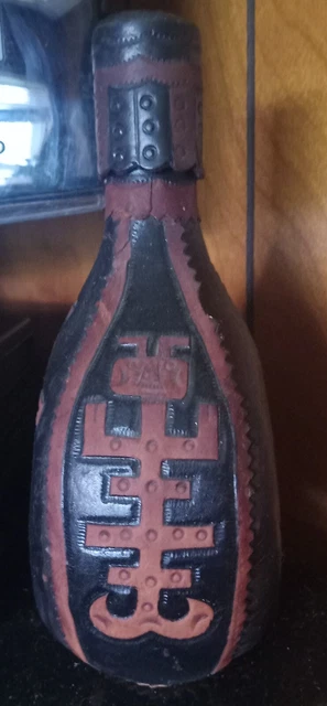 Vintage Leather Wrapped Glass Bottle