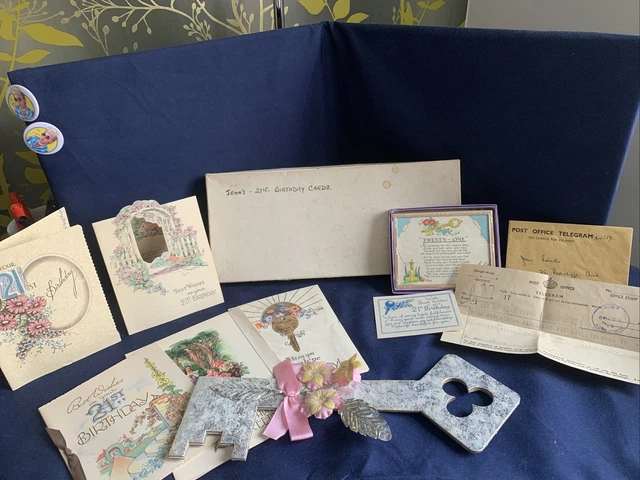 Used Vintage 21st Birthday Cards To “Jean Roberts” Including Telegram