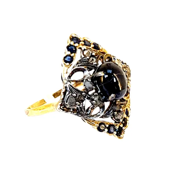 Ring Viktorianisch Saphir Diamant 375 Gold 9kt - 22057 –