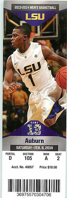 Ticket College Basketball Auburn 2013 - 14  2.8 - LSU Tigers