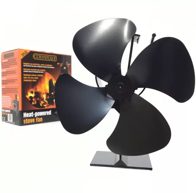 Ventilateur de dessus de poêle à chaleur brûleur à bois écologique Cosystove® 4 lames noir