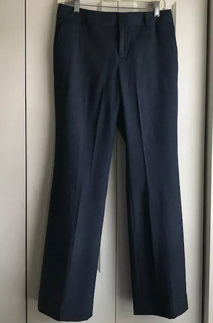 Banana Republic Martin-Fit Black/Blue Lightweight Wool Straight-Leg-Pants Size 0