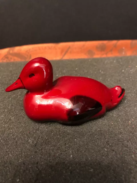 Rare Vintage Royal Doulton FLAMBE Resting Red Duck Figurine