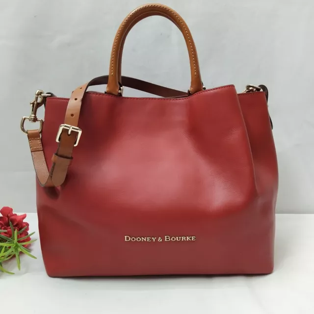 Dooney & Bourke City Barlow Red Leather Double Handle Satchel Shoulder Bag