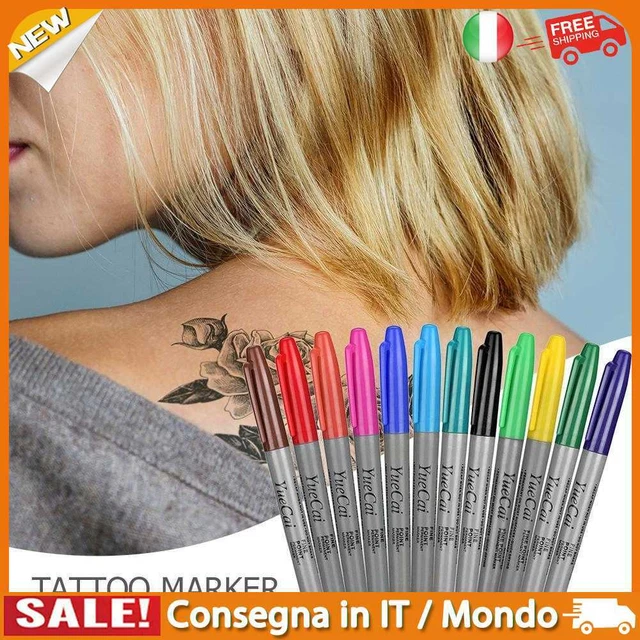 IT 12pcs Tattoo Transfer Pen Professional Colorful Permanent Skin Marker Pens