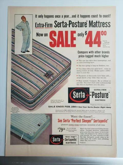 Serta Perfect Sleeper Mattress Vintage 1958 Print Ad Ephemera Wall Art Decor