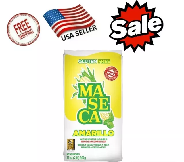 Maseca Gluten Free Instant Yellow Corn Masa Flour, 2.0 lb Free Shopping