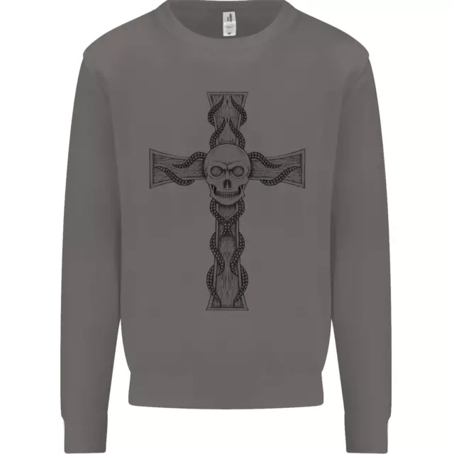 Felpa Maglione Uomo A Gothic Skull and Tentacles on a Cross 3