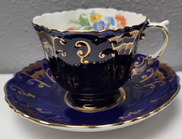 Taza de té y platillo de colbalto vintage Aynsley