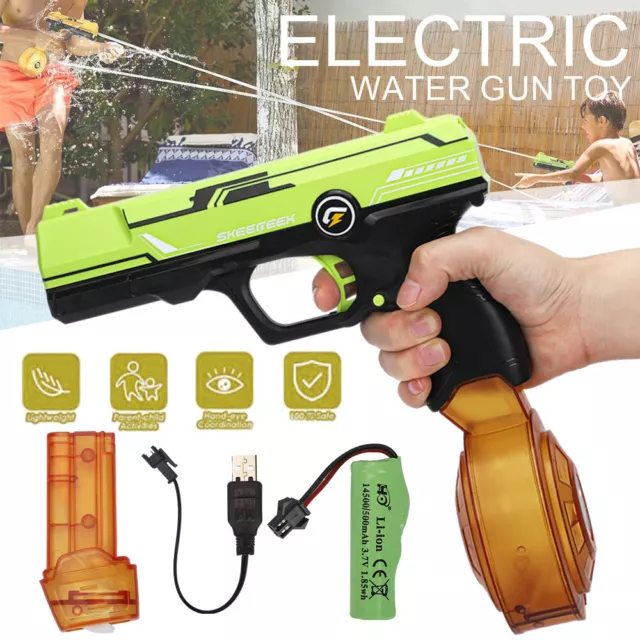 Electric Water Gun High Pressure Squirt Blaster Soaker Pistol Outdoor Pool Toy