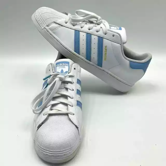 Adidas Superstar Mens Size 14 White Blue Athletic Shoes