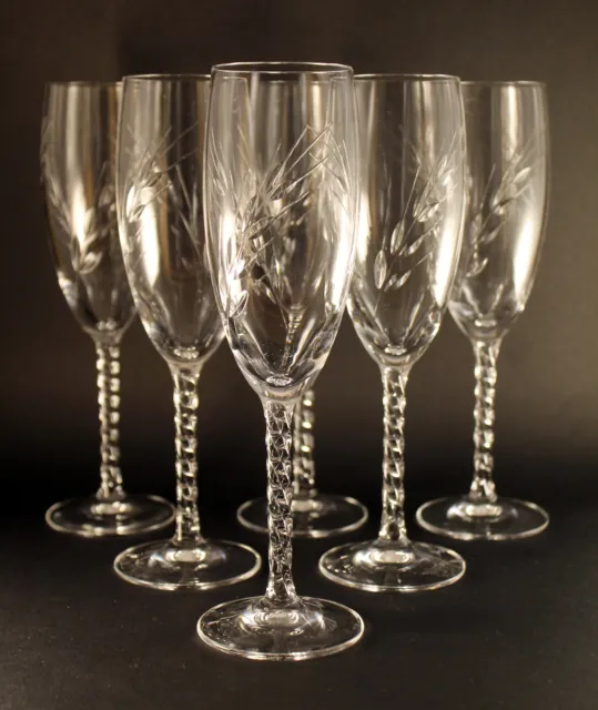 6 flutes à champagne cristal d'arques modèle épi