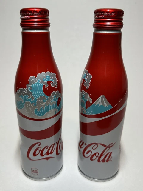 Coca Cola Wave & Mount Fuji Aluminum Bottle Can (2 Cans) *New & Unopened