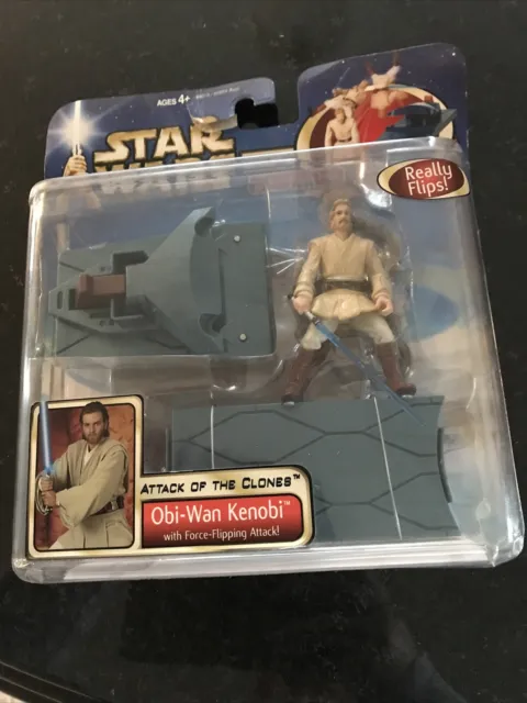 Star Wars Action Figure Attack Of The Clones Obi-Wan Kenobi Hasbro Rare Unopened