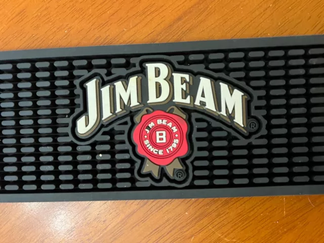 Jim Beam Bourbon Whiskey Rubber Bar Spill Mat  24" x 3.5" Black - WD1