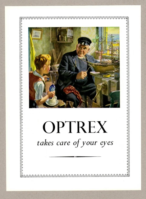 Optrex Eye Care Lotion Vintage Advert 1955 10.75" x 8"