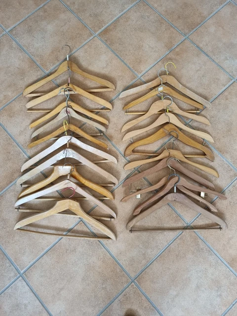 Lotto 20 Grucce Legno Vintage stampelle attaccapanni
