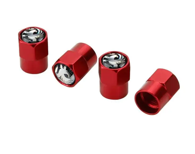 Vauxhall Universal Fitting Car Wheel Metal Dust Valve Caps - Set of 4 in RED