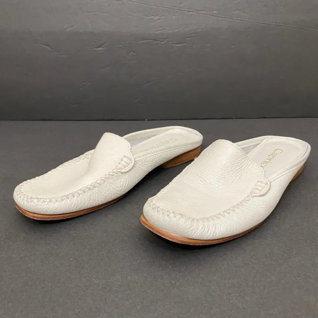 Caprice Women's Size 38/7.5 White Pebbled Leather Mule Slides Shoes