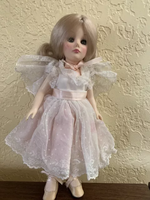 Effanbee VTG Sleepy Eyed Rooted Hair Posable Doll White Lace Sugar Plum Fairy