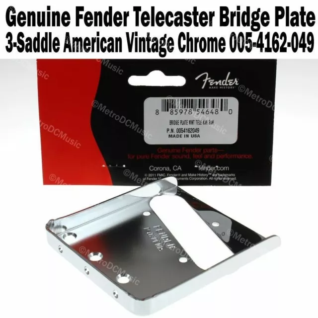 Plaque de bridge FENDER USA 50s TELECASTER 0054162049 vint 3 saddles guitar TELE