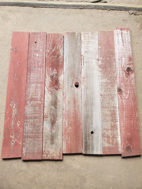 Rustic Red Barn Wood Plank. Authentic Distressed Painted Wood Board