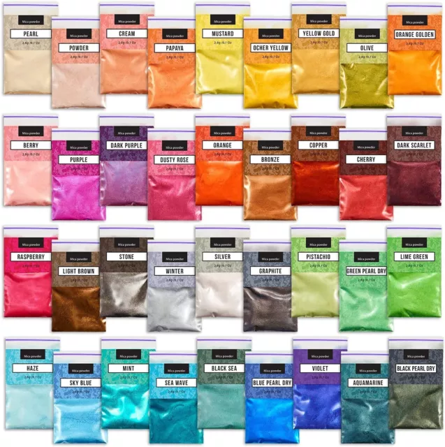 Mica Pigment Powder 36 Colors Set Dye Pigments for Resin EpoxySoap Slime Pigment