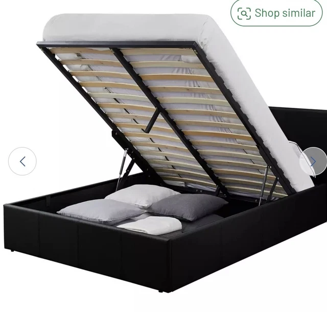 BLACK FAUX LEATHER Small double ottoman bed Priced For Quick Sale £20.