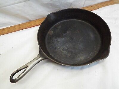 Early Plated Wagner Pre-Sidney No 8 Cast Iron Skillet w/Heat Ring Fry Pan