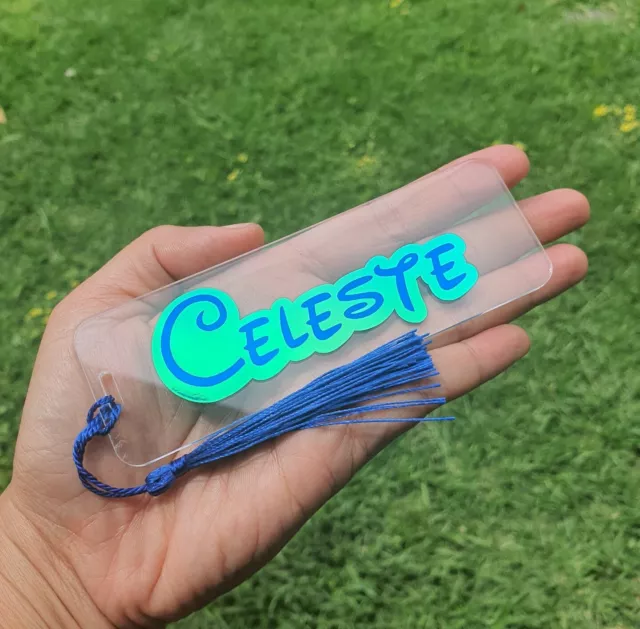 Personalised Clear Acrylic Bookmark - custom name back to school birthday gift