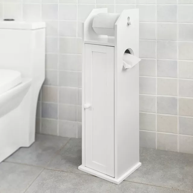 SoBuy Freistehend weiß Toilettenrollenhalter,Papier Halter,Badregal,FRG135-W