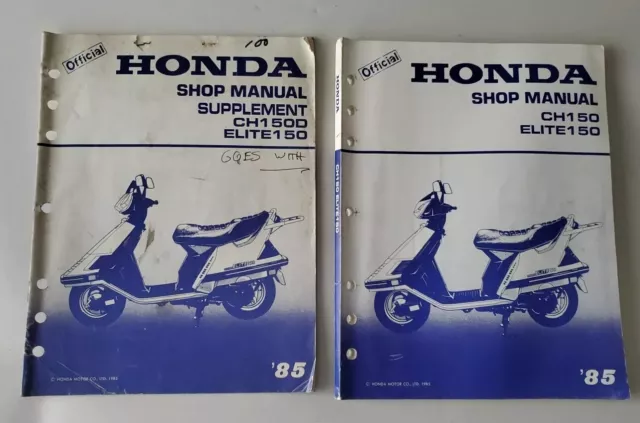 Honda Elite 150 Oem Service Manual Scoot 150 Ch150D Ch150 W/ Supplement 2 Books