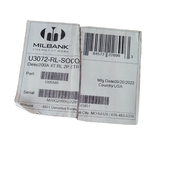milbank 2 Gang 200 amp meter socket U3072 -RL - SOCO