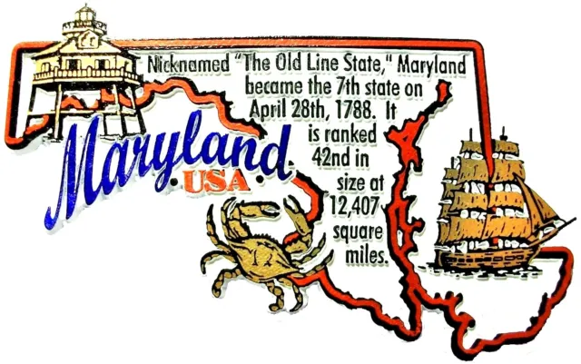Maryland The Old State Line State Outline Montage Fridge Magnet
