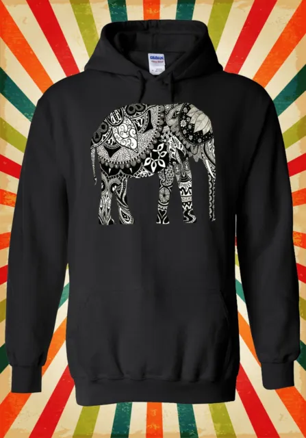 Elephant Drawing Ethnic Pattern Art Men Women Unisex Top Hoodie Sweatshirt 577