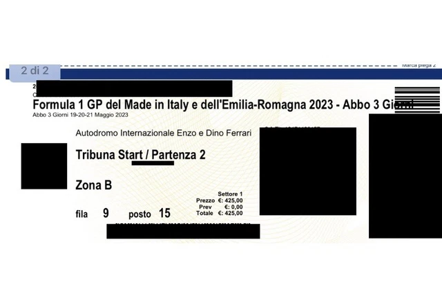 Biglietto Tribuna start da venerdi 19/5 a domenica Gran Premio F1