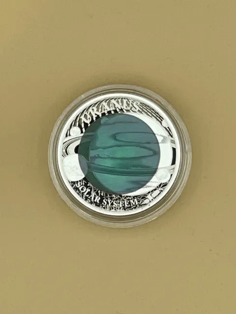 Silber Niob 1/2 oz Münze * Solar System - Uranus * 2018 Republic of Palau 2$ 2