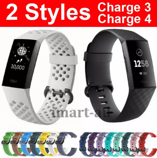 Fitbit Charge 3 4 Sports Band Silicone Replacement Strap Wristband Bands