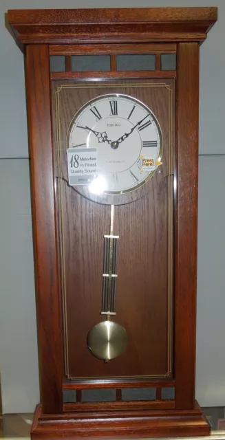 Seiko Musical Wall Clock  Qxm489Blh Wooden Case - Plays 18 Hi-Fi Melodies