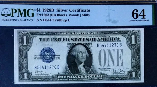 1928B $1 Silver Certificate Pmg64 Choice Uncirculated      3886