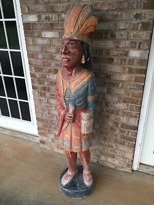 5Ft Hand Carved Wooden Native American Indian Statue Solid Wood Mayan Inca South