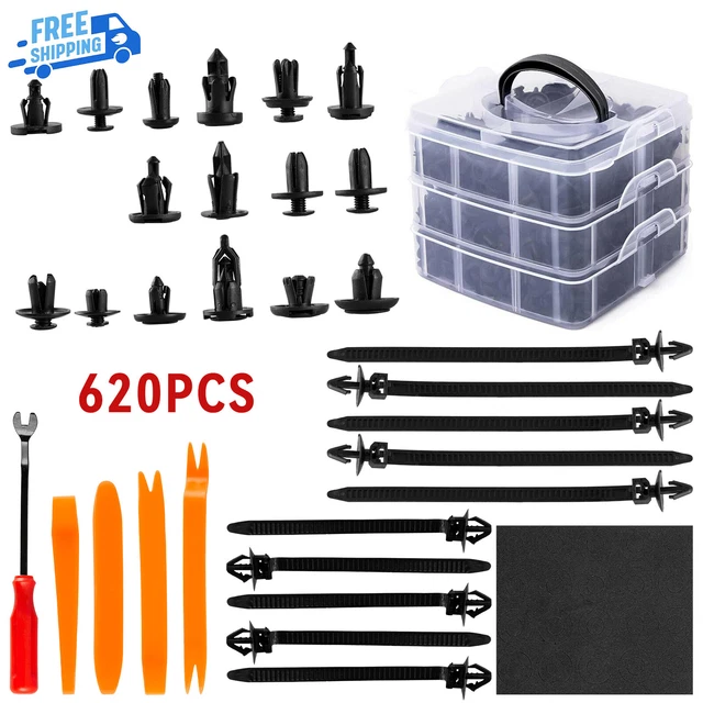 650PCs Car Retainer Clips Fasteners Push Trim Pin Rivet Bumper Kit for GM Toyota