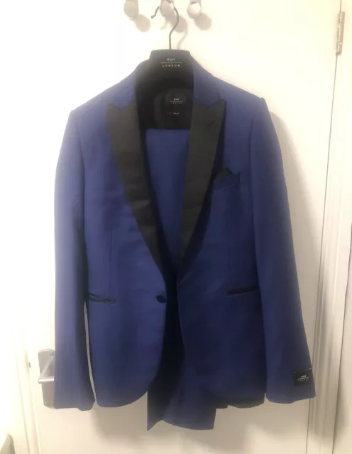 Moss London Men Suit Royal Blue Slim Fit Blazer Business Wedding Jacket & Pants