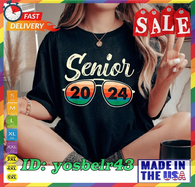 CLASS OF 2024 Senior Retro School Graduation 2024 Sunglasses TShirt S