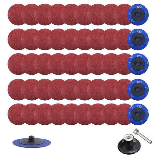 50x 2" 120 Grit Quick Change Discs w/ 1/4" Holder Roll Lock Sanding Grinder Pads