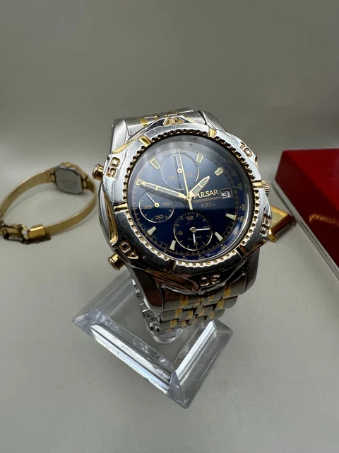 PULSAR ALARM CHRONOGRAPH 100m mens watch Y182 6C10 Japan