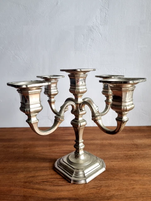 Chandelier métal argenté 3 branches 38 cm