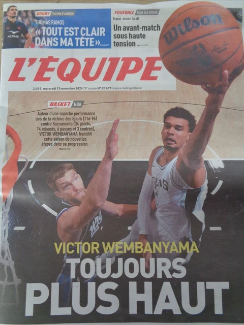 Journal l'équipe 25/07/2024 basket JE VIS POUR L'EXPLOIT Wembanyama Poster Lebron James Jeux olympiques - Collection