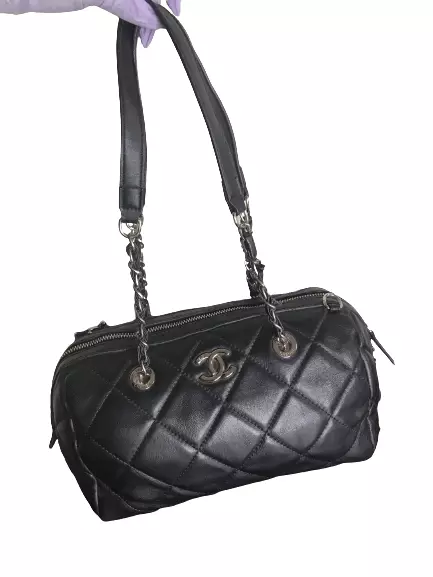 CHANEL SAC Main Matelass Simply Noir Anthracite Port Epaule